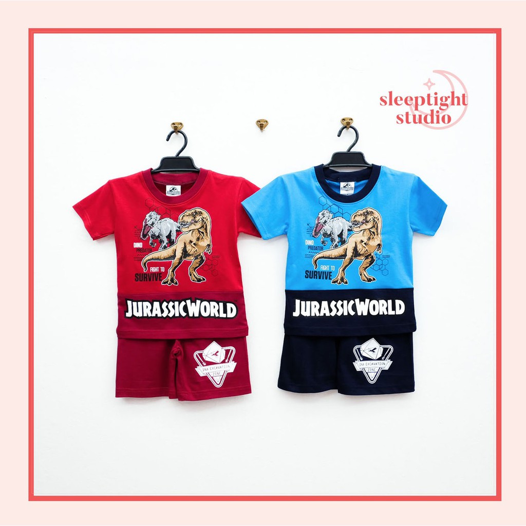 ชุดเซตเสื้อและกางเกงเด็ก ชุดเด็กผู้ชาย ลิขสิทธิ์แท้จาก Jurassic world เสื้อแขนสั้นขาสั้นเด็ก