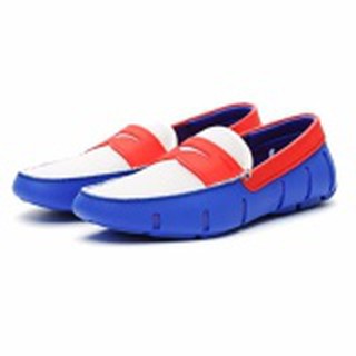 Swims รองเท้าลำลอง แฟชั่น ชายหาด SWIMS Penny Front Shoe ลิขสิทธฺิ์แท้ สี Blue, Red &amp; White