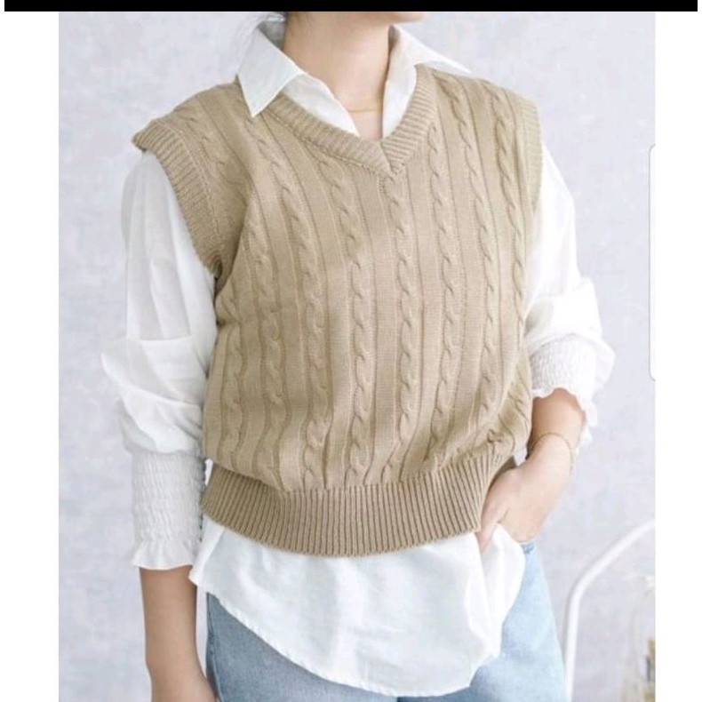 KNIT VEST CABLE PREMIUM WOMENS KNIT VEST