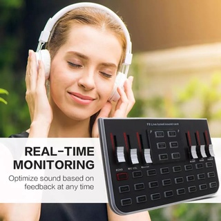 ซาว์นการ์ดแปลงสัญญาณเสียง F8  4 Modes Studio Audio Mixer Microphone Webcast Streamer Live Sound Card