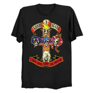 เสื้อยืดสีขาวเสื้อยืด พิมพ์ลายอัลบั้มอนิเมะ Tengen Toppa Gurren Lagann Kamina Simon X Gun N Roses สีดําS-4XL