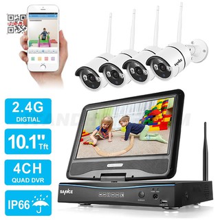 กล้องวงจรปิดไร้สาย 4CH IP Camera NVR พร้อมจอมอนิเตอร์ LCD 720P