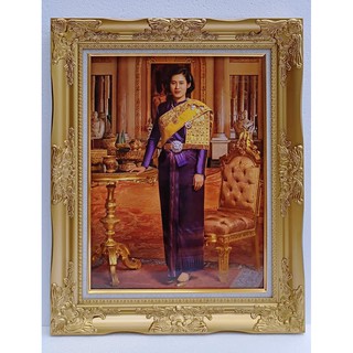 กรอบหลุยส์ทองสมเด็จพระเทพฯภาพเคลือบฟีล์มเย็นลามิเนตอย่างดีกันน้ำกันฝุ่นทนทานหล่นไม่แตกใส่กรอบหลุยส์ทอง ขนาดรวมกรอบ21X26