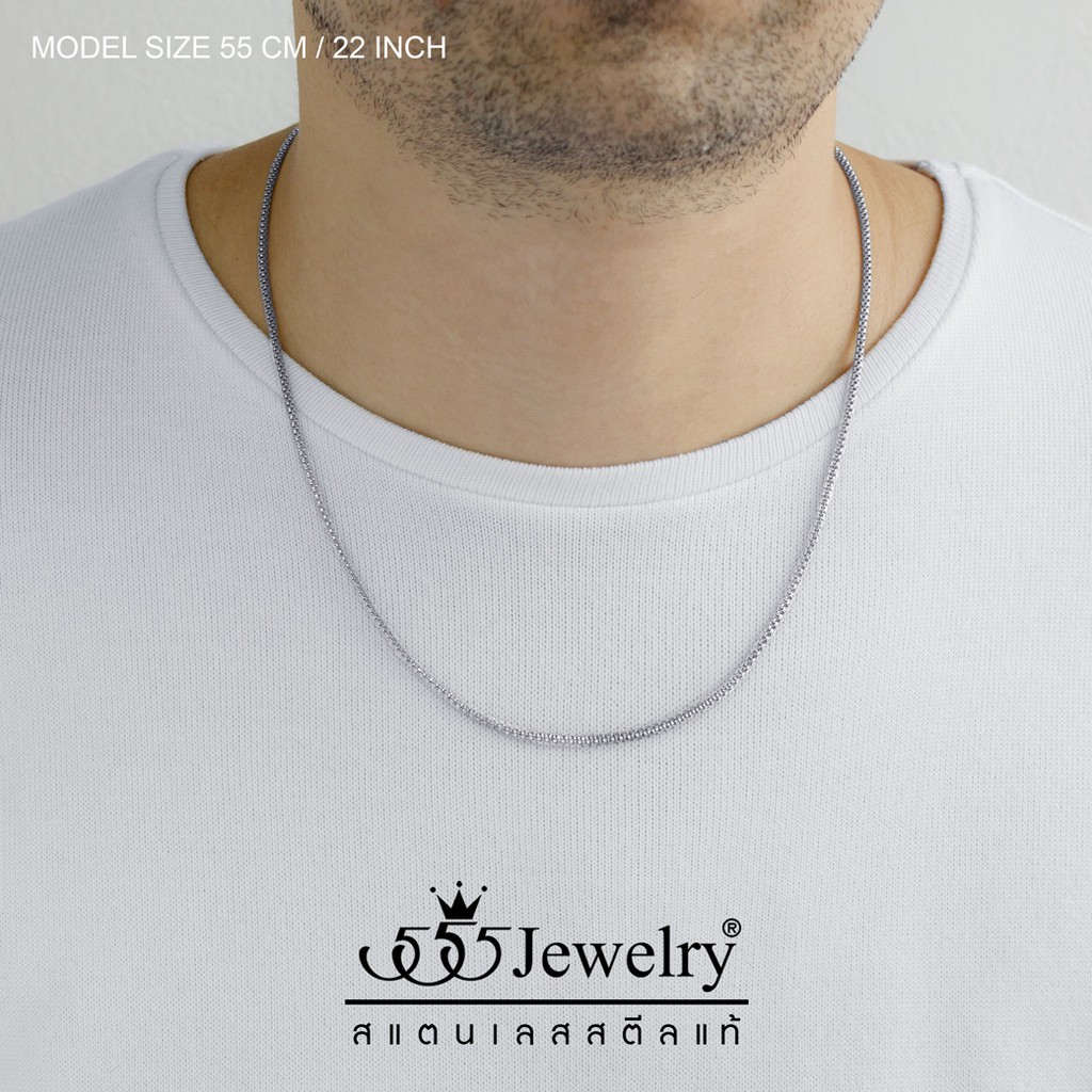555jewelry สร้อยคอสแตนเลส ลายโซ่ถักกลม ดีไซน์ Unisex รุ่น MNC-C002 - สร้อยสแตนเลส สร้อยคอผู้ชาย สร้อยคอผู้หญิง (CH10)