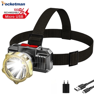 POCKETMAN ไฟฉายสวมศีรษะแบบชาร์จ Usb กันน้ําขนาดพกพา