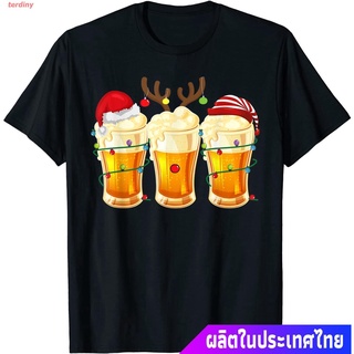 [COD]terdiny เสื้อยืดกีฬา Christmas Beer Mug Santa Lights Reindeer ELF Funny Gifts T-Shirt Mens Womens T-shirts #ถูกสุ