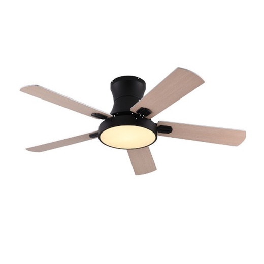 GlobalHouse EILON โคมไฟพัดลมเพดาน LED 2x24W 5 ใบพัด 48" มีรีโมท ปรับได้ 3 แสง รุ่น ZW-0026 สีดำ สินค