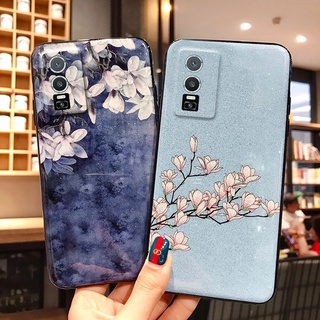 เคส Vivo Y76 5G  ยางนิ่ม ลายดอกไม้ แต่งกลิตเตอร์แมกโนเลีย สําหรับ เคสโทรศัพท์ Vivo Y76 5G Case