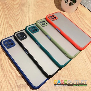 เคส Samsung A22 5g | A22 4g | A12 ดำขุ่น ขอบสี กันกล้อง คลุมเลนส์ กันตก กันกระแทก ไม่เป็นรอยนิ้วมือ