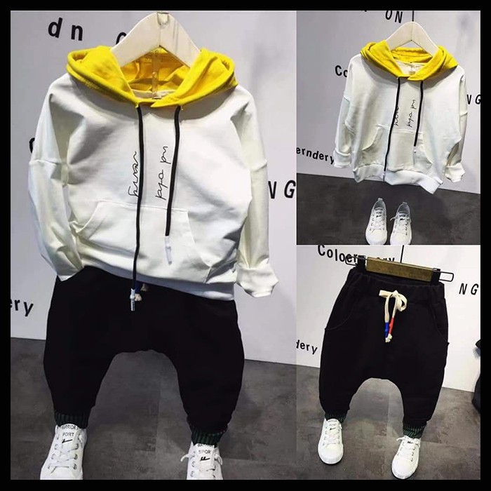 ชุดสูท Hoddie Boys คุณภาพนําเข้า Punk สีเหลืองอินเทรนด์ (ZH-KFC023)