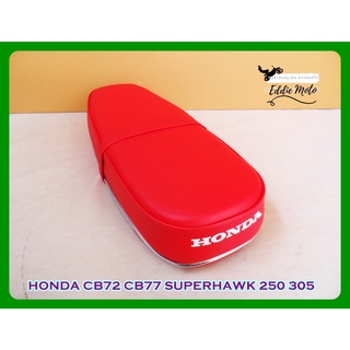 HONDA CB72 CB77 SUPERHAWK 250 305 "RED" COMPLETE SEAT with "CHROME" TRIM  // เบาะ เบาะรถมอเตอร์ไซค์ สีแดง มีคิ้ว