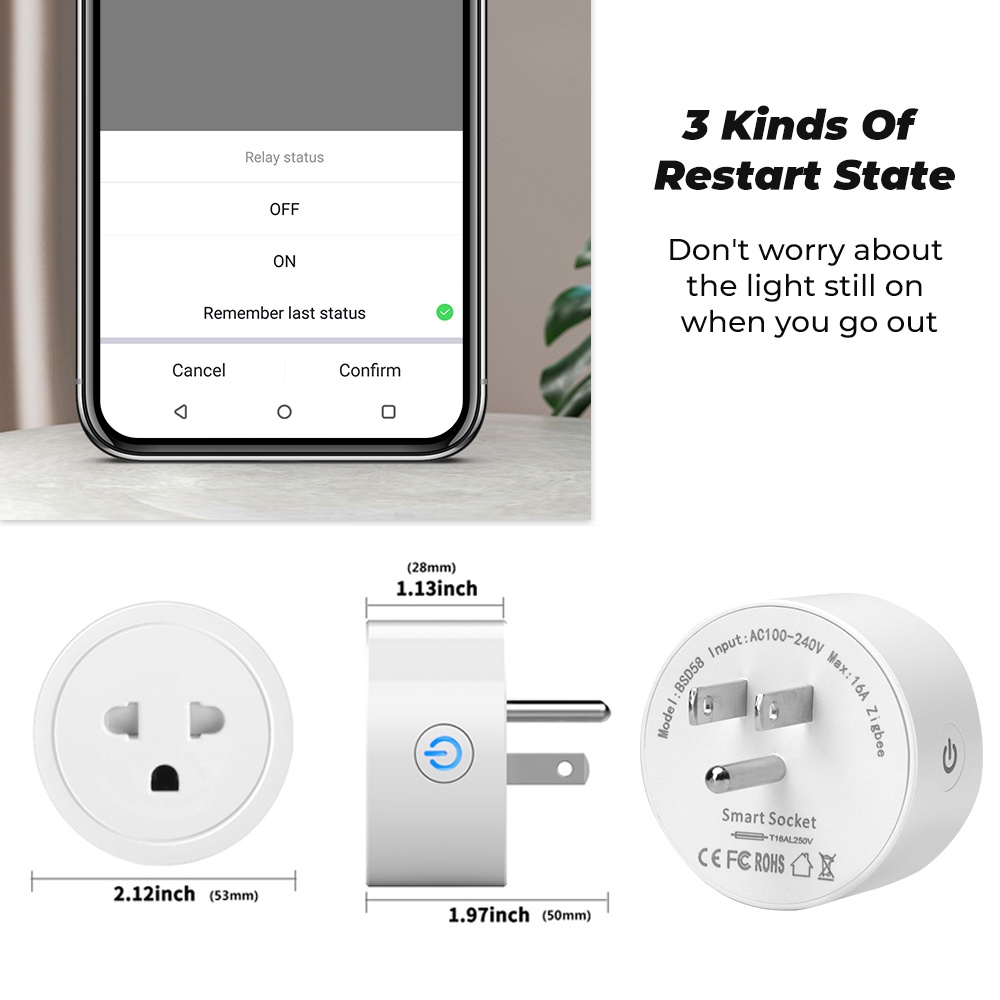 Smatrul อะแดปเตอร์ปลั๊กซ็อกเก็ตอัจฉริยะ ไร้สาย 20A 16A Tuya Zigbee US EU สําหรับ Google Home Alexa Tmall Genie - รูปที่ 6