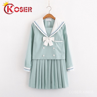 ชุดนักเรียน ญี่ปุ่น School Uniform Japanese cosplay แขนยาว + กระโปรง Girls Sailor Suit College นักเรียน Uniforms