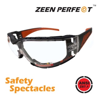 แว่นเซฟตี้สปอร์ต motorcycle กันลม, UV400 เลนส์ Polycarbonate กันรอยขีดข่วน มีโฟมกันหน้า ZEEN PERFECT มาตราฐาน ANSI Z87.1