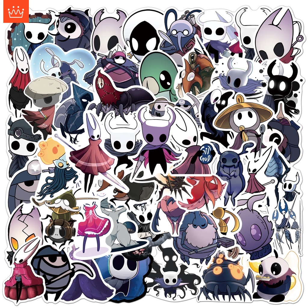 J· ชุดสติ๊กเกอร์ Hollow Knight เกมชุดสติกเกอร์กราฟฟิตีกันน้ำ, 50 แผ่น/ชุด