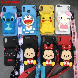 For Samsung Galaxy M21 M30S Note 20 Plus S20 Ultra Plus A31 Case Doraemon Hello Kitty Mickey Stitch Wallet Purse Cartoon Zipper Cover