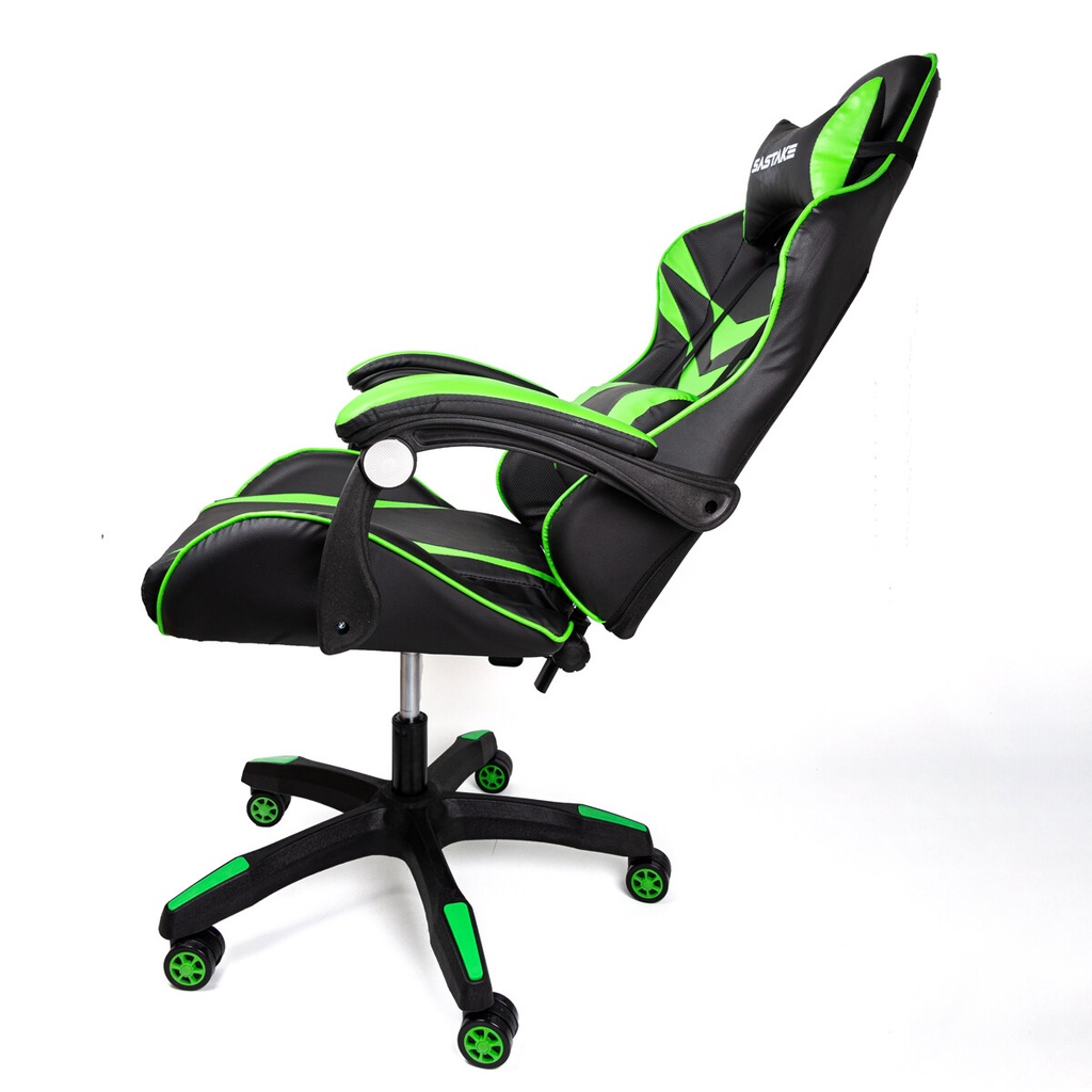 SASTAKE เก้าอี้เล่นเกม เก้าอี้เกมมิ่ง Gaming Chair ปรับความสูงได้ ขาไนลอน รุ่น GS-01 สีเขียว ประกันสินค้า 3 วัน dlhr