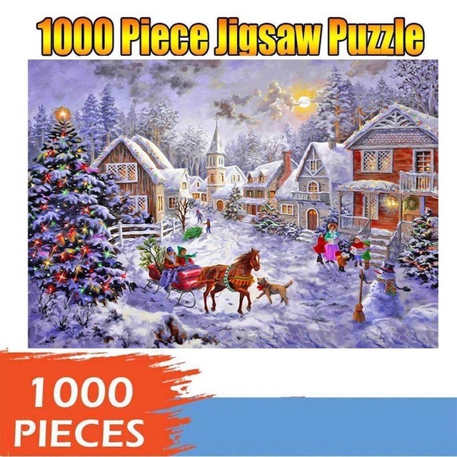 1000 Piece Jigsaw Puzzle –Christmas Snowy Home Large Jigsaw Puzzle Game Toys