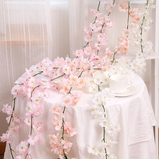 1.8M Artificial Cherry Blossom Flowers Wedding Garland Ivy Decoration Fake Silk Flowers Vine Home Decor