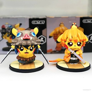 โมเดลฟิกเกอร์ Aie Pikachu Demon Slayer Zenitsu Inosuke ของเล่นสําหรับเด็ก ตกแต่งบ้าน