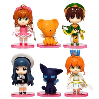 ชุดโมเดลฟิกเกอร์ Cardcaptor Sakura Kinomoto Sakura LI Syaoran Tomoyo Cerberus ของเล่นสําหรับเด็ก 6 ชิ้น