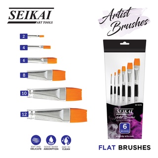 SEKAI ชุดพู่กันสีน้ำหัวแบน 6 ด้าม (ARTIST BRUSHES)