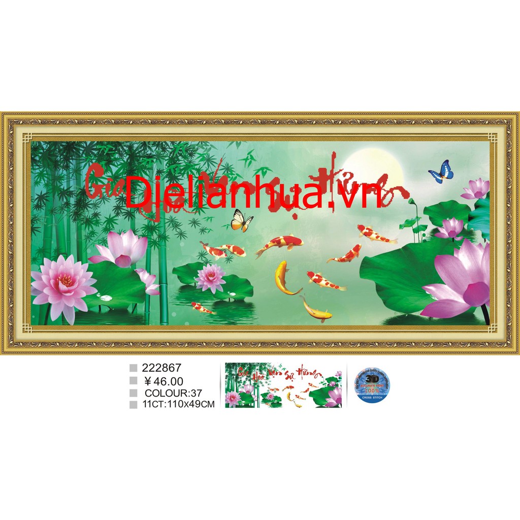 ภาพวาดปักครอสติช 3 มิติ Gia HOA VAN SU HUNG ขนาด: 110x49ซม