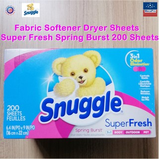 Snuggle® Fabric Softener Dryer Sheets Super Fresh Spring Burst 200 Sheets แผ่นหอม แผ่นหอมอบ กลิ่นสปริงเบิร์ส