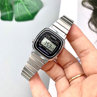 นาฬิกา Casio รุ่น LA670WA-1 นาฬิกาผู้หญิงสายแสตนเลสสีเงิน หน้าปัดดำ สไตล์วินเทจสุดฮิต - สินค้าของแท้ 100% รับประกัน CMG 1ปี