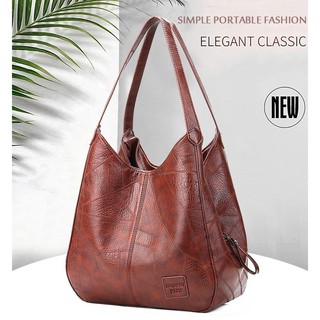 Vintage PU Leather Women Bag Designer  Large Capacity Ladies Hand Bags Tote