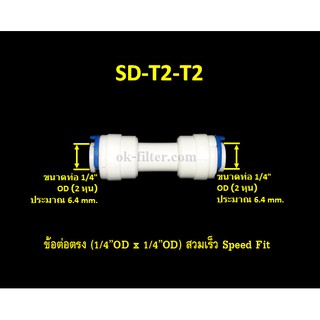 ข้อต่อตรง (1/4OD x 1/4OD) สวมเร็ว Speed Fit