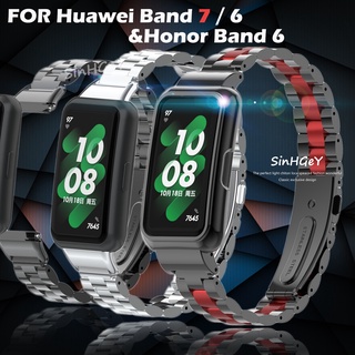 สายนาฬิกาข้อมือ สายสแตนเลสโลหะ แบบเปลี่ยน สําหรับ Huawei Band 7 6 Honor Band 6