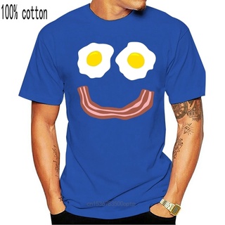 เสื้อยืดผ้าฝ้าย ลาย Bacon and Eggs Smile แนวตลก แนวเรโทร GAmmep38CLancb83Size S-5XL