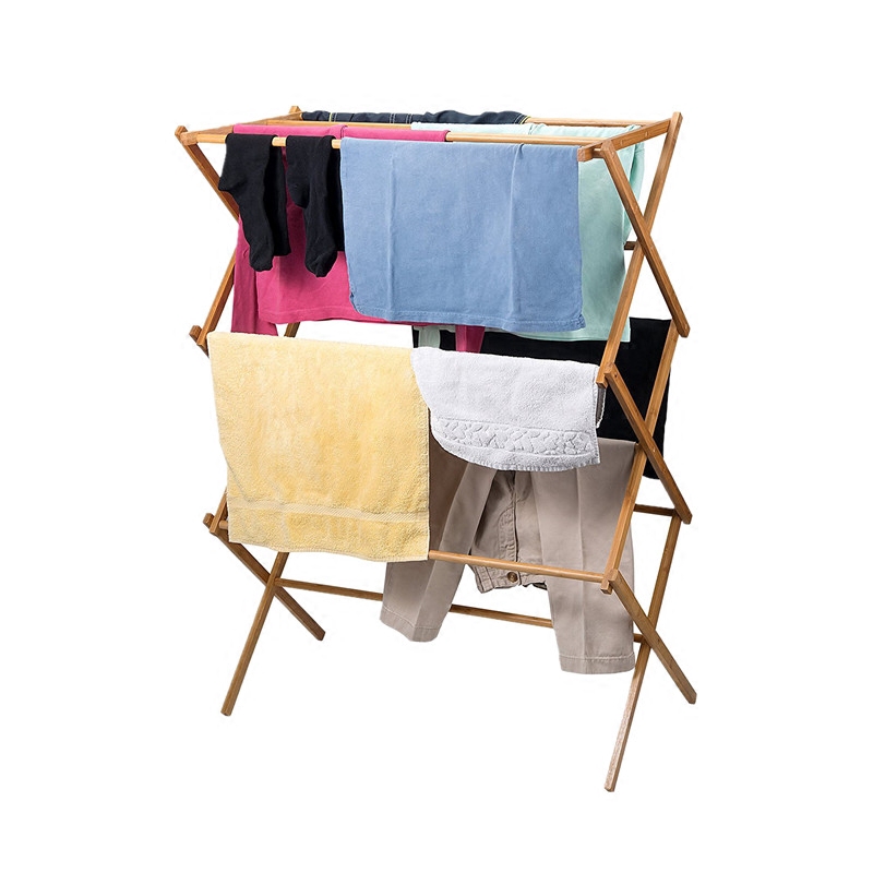 Floor Drying Rack Folding Solid Wood Balcony Indoor X-shaped ...