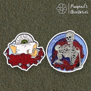 ʕ •ᴥ•ʔ ✿ พร้อมส่ง : เข็มกลัดเซ็ทลูกตาและโครงกระดูกมนุษย์ | Eye &amp; Human Skeleton Enamel Brooch Pin Set.