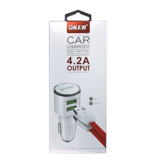 OKER UC-C29 Car Charger Dual USB Port 4.2A Output  สีขาว แท้