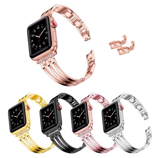 สายนาฬิกาข้อมือ ฝังเพชร โลหะ สามง่าม แบบเปลี่ยน สําหรับ Apple Watch iWatch 7 6 5 4 3