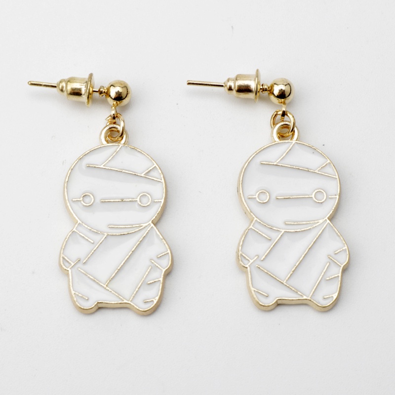 ฮาโลวีน Mummy Drop ต่างหูอะนิเมะวิธีการรักษามัมมี่ Miira no Kaikata Mii-kun ต่างหูโลหะเคลือบ Dangle 