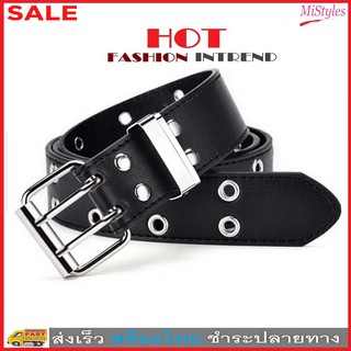 MiStyles เข็มขัดผู้หญิง เข็มขัดหนังPU เข็มขัดแฟชั่น สไตล์ร็อค Woman PU Leather Belt Ceinture No.2974