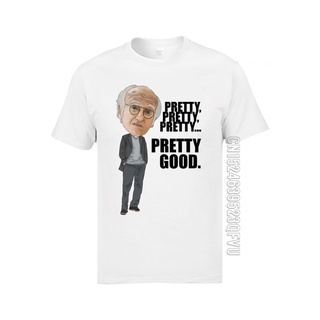 แขนสั้นcrew neckเสื้อยืดผ้าฝ้าย พิมพ์ลาย Larry David Curb Enthusiasm Pretty Good Quoted Illustration สําหรับผู้ชายS-XXXX