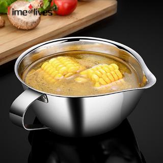 TF▶ Oil Fat Separator Bowl Gravy Separator Fat Separator Stainless Steel Oil Filter Soup Bowl with Handle Grease Oiler Filter