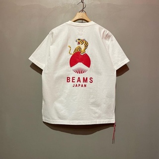 Beams เสื้อยืด แขนสั้น ลายเสือปีเสือ สีแดง ฤดูร้อน สําหรับผู้ชาย และผู้หญิง