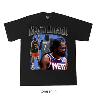 ผ้าฝ้าย 100%COTTONเสื้อยืดคอกลม แขนสั้น พิมพ์ลายดิจิตอล Thomsonlin Kevin Durant สไตล์อเมริกัน sizes-5xl