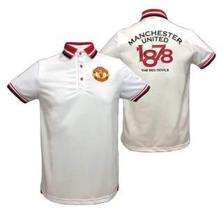 เช็คไซด์ก่อนสั่งซื้้อ !!!!!   เสื้อโปโลแมนยู ลิขสิทธิ์แท้ MUFC-003    WH  สีขาว