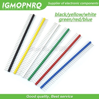 Igmopnrq เข็มเชื่อมต่อที่นั่ง ทรงกลม สีฟ้า เหลือง แดง ดํา ขาว เขียว 1x40 Pin 2.54 10 ชิ้น