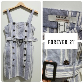 ชุดเดรส Forever 21 ลายทาง ผ้าลินิน👗