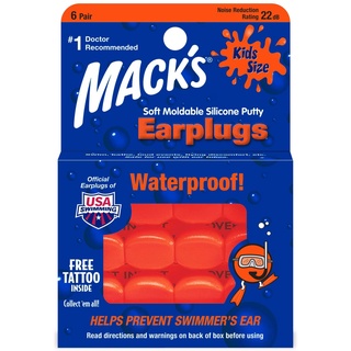 Macks Waterproof Silicone Ear Plug Kids Size 6คู่ ที่อุดหูสำหรับเด็ก กันน้ำเข้าหู ที่อุดหู ที่อุดหูซิลิโคน