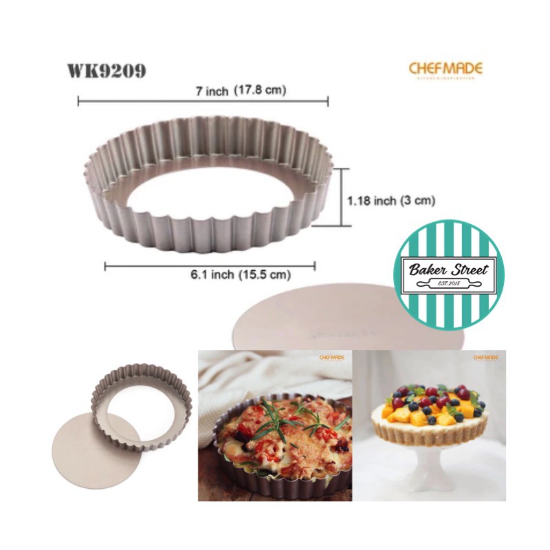 พิมพ์ CHEFMADE รหัส  WK9063 พิมพ์ทาร์ตถอดก้น เคลือบเทฟลอนสีทอง