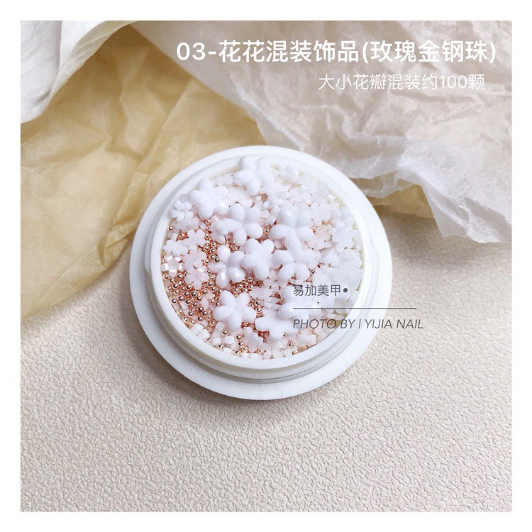 ดอกไม้อะคริลิคขาว ดอกไม้สีขาวแต่งเล็บ+ไข่ปลา เงิน /ทอง /โรสโกล์ ดอกน่ารักใส่แล้วดูปัง ดูดีหรูหราสุดๆ ราคา ถูกที่สุด ดีลบีเคเค แกลเลอรีภาพที่ 6