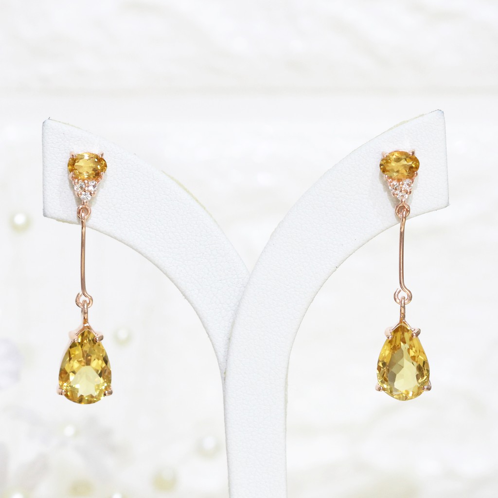 Top1Jewelry ต่างหูเงินแท้925 พลอย Opal แท้ ชุบพิงค์โกลด์